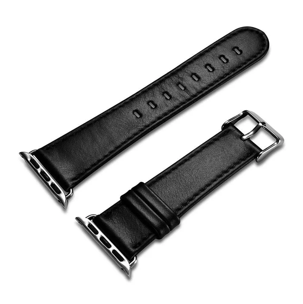 iCarer Watchband-38mm Vintage Real Cow Leather Black