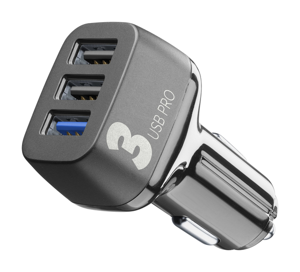 CAR CHARGER 18WQC + 2*12W BLACK