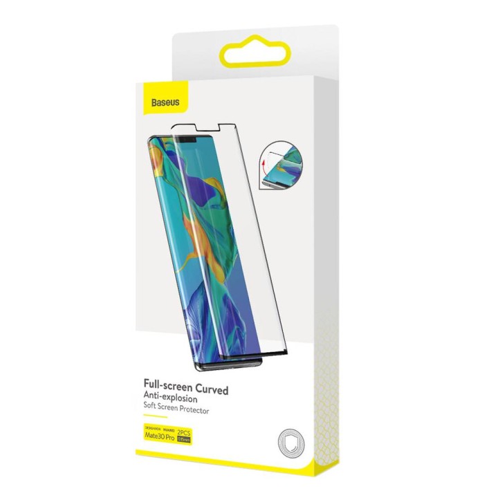 Baseus Huawei Mate 30 0.15mm full-screen curved anti-explosion soft screen x2pcs / Black