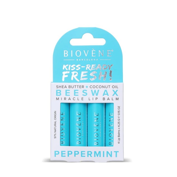 Biovene Beeswax Peppermint Extra-Moisturizing Miracle Lip Balmm 4Pack