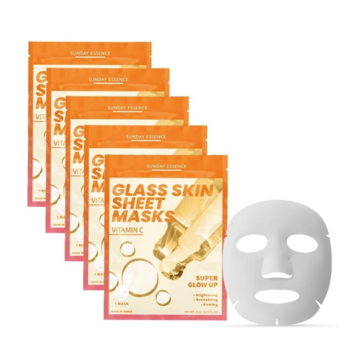 Sunday Essence - Super Glow Up Vitamin C Sheet Maskin1004 - 5 Sheets