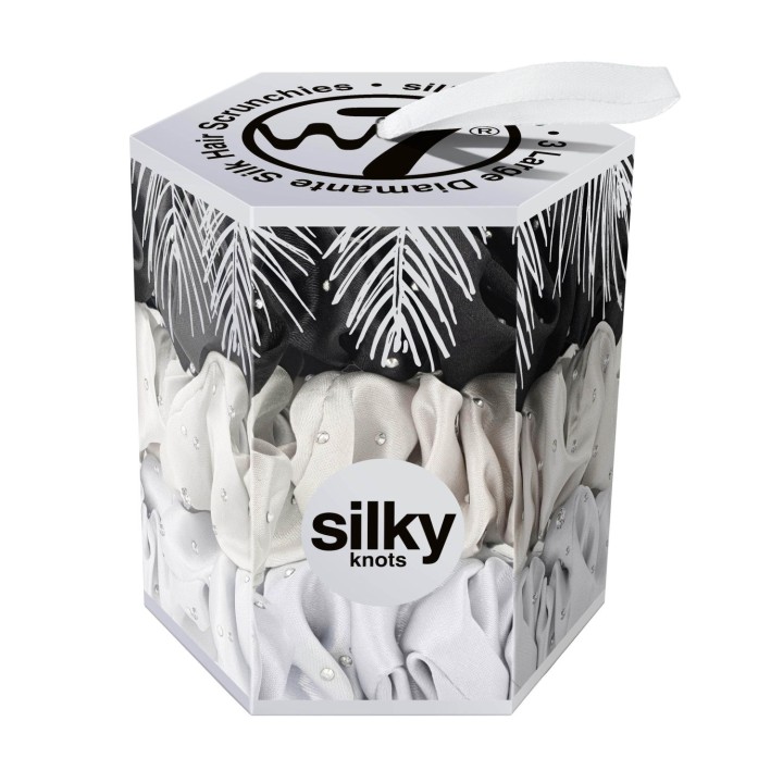W7 Silky Knots 3Pk Diamante Hair Scrunchies
