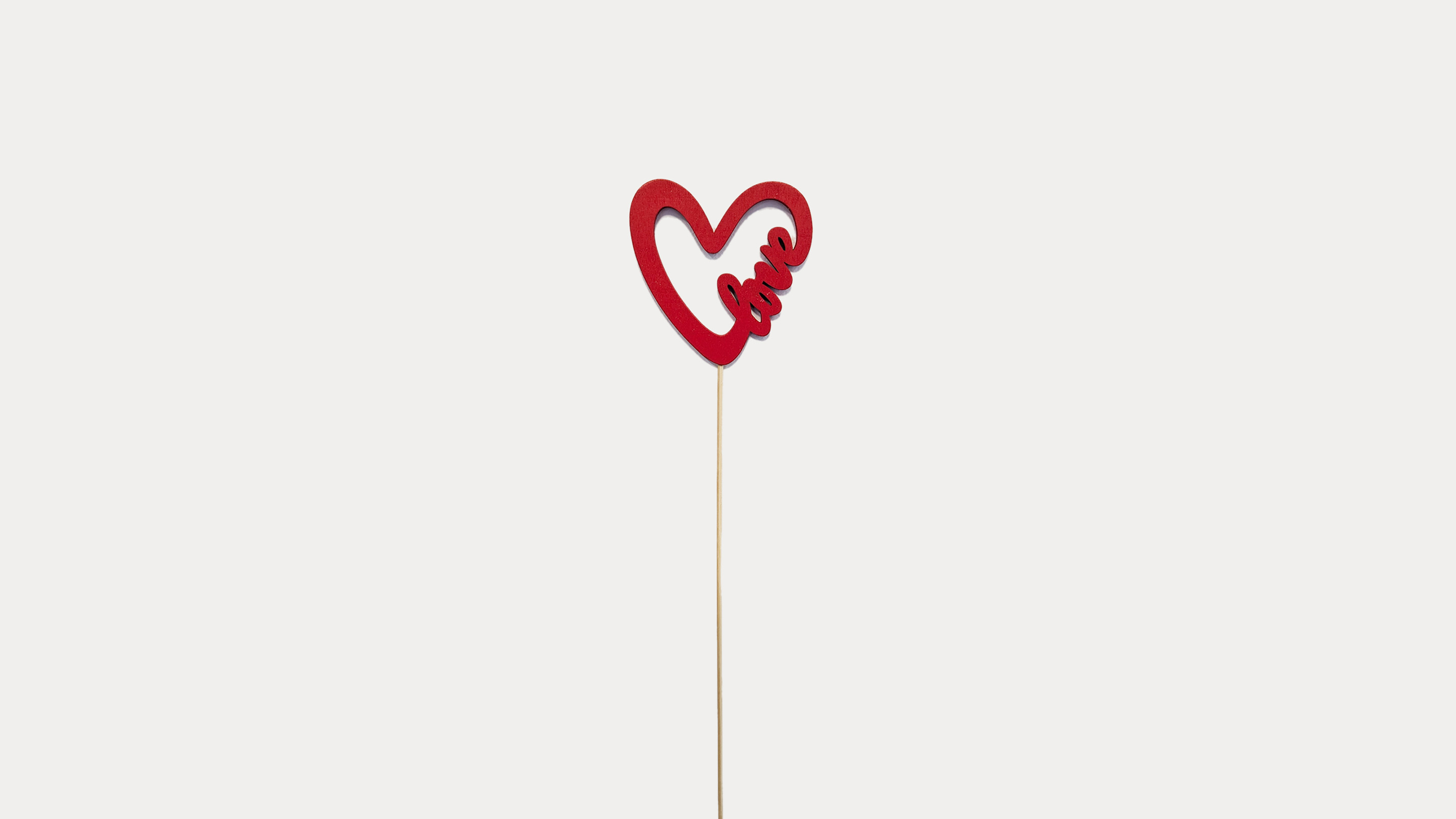 Red Heart Love Wooden Stick