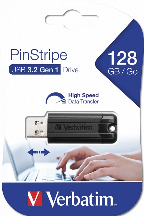 Verbatim USB Drive 3.2 Pinstripe 128GB Black