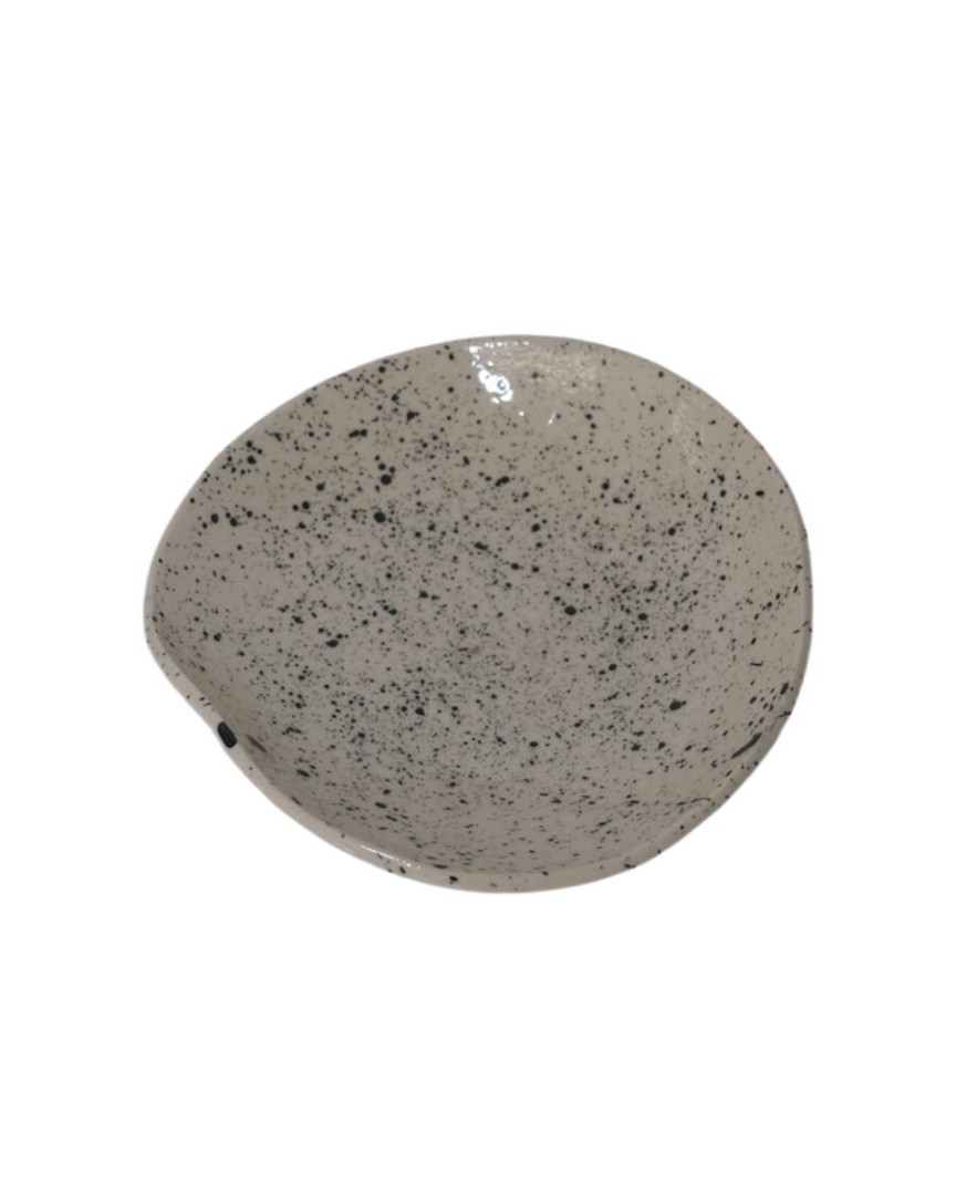 Ata Bowl White Glossy Black Spray