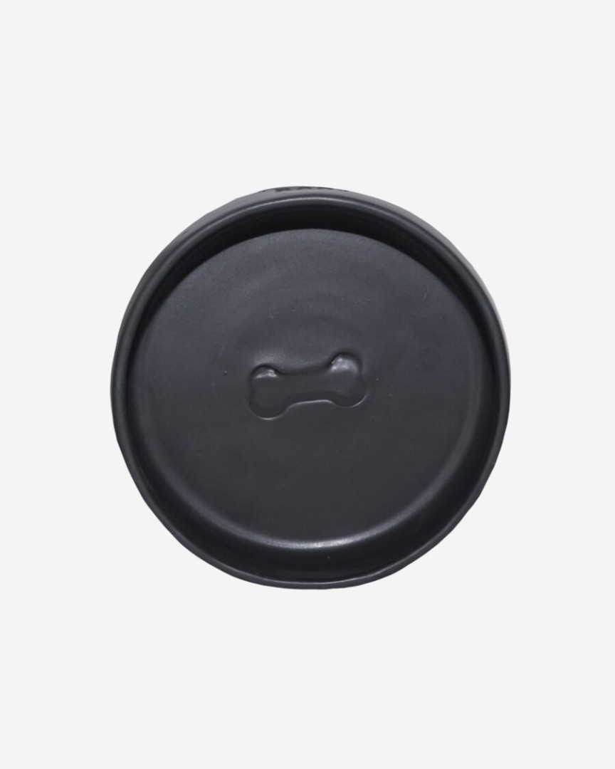 Pet Bowl / Black Mat / Set Of 2