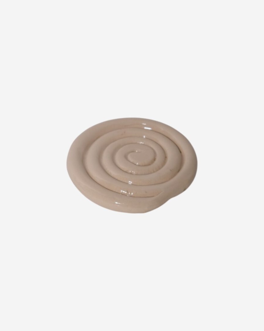 Swirl Coaster Beige Glossy