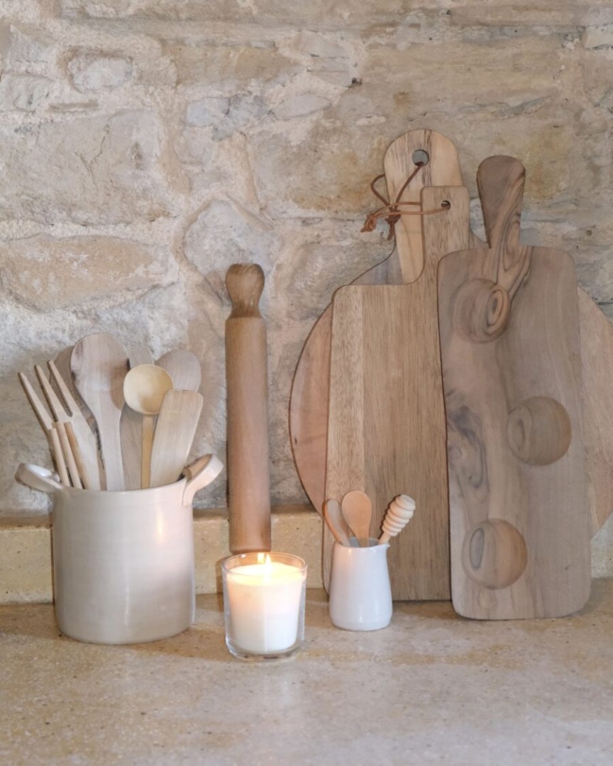 Utensil Holder / Ceramic / Beige / L