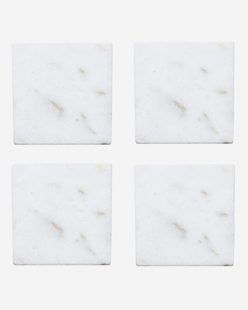 Marble Coaster / White / Square  / Set Of 4