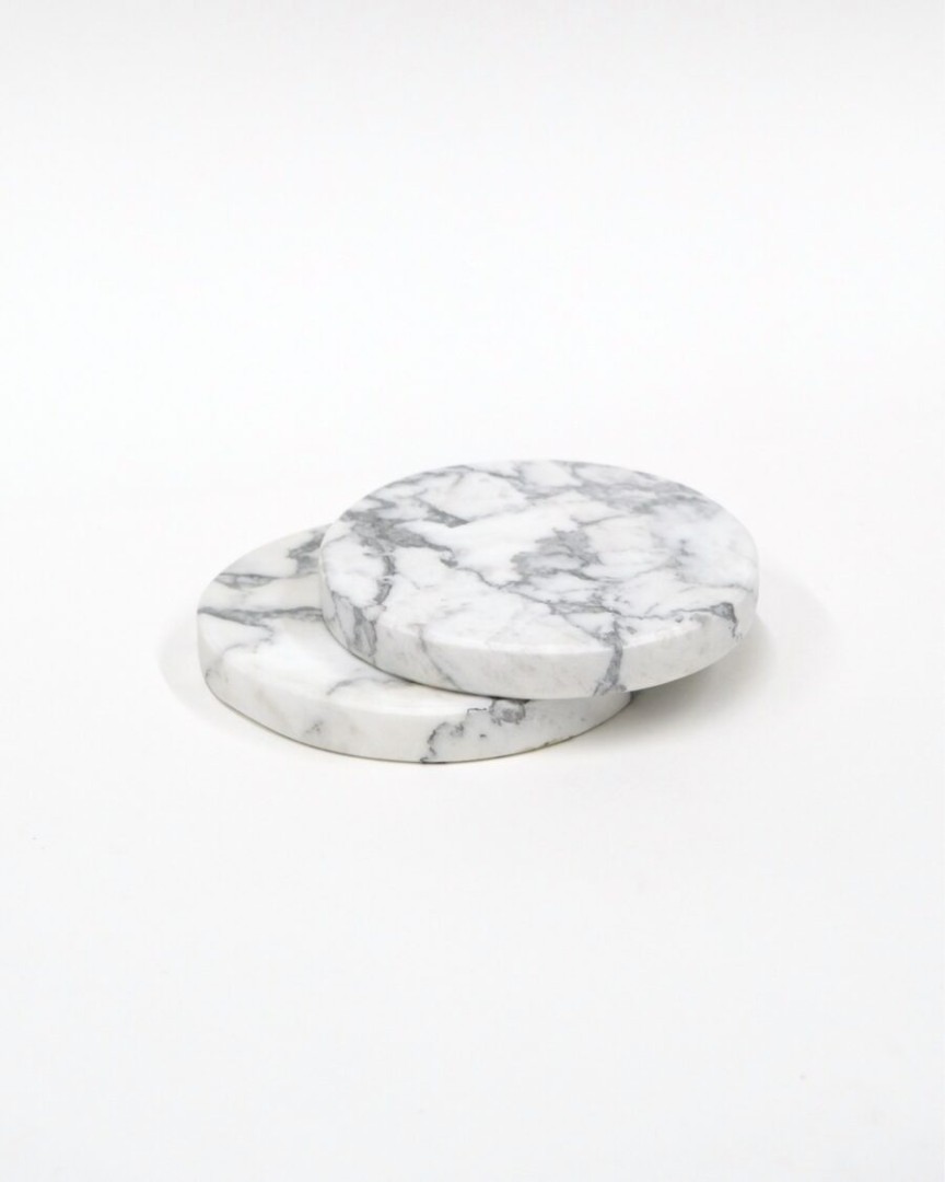 Marble Tray / White With Grey / Round / S