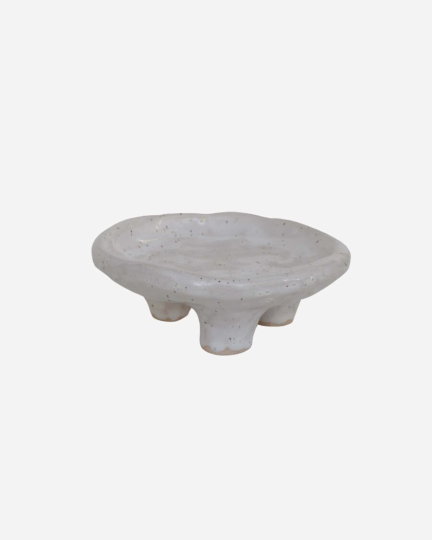 Incense Holder With 3 Legs / Ceramic / Off-White With Spots