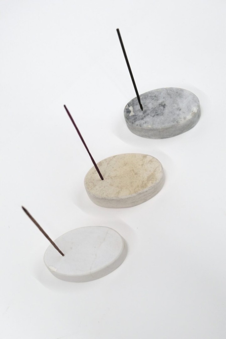 Marble Incense Holder / Beige / Oval / Small