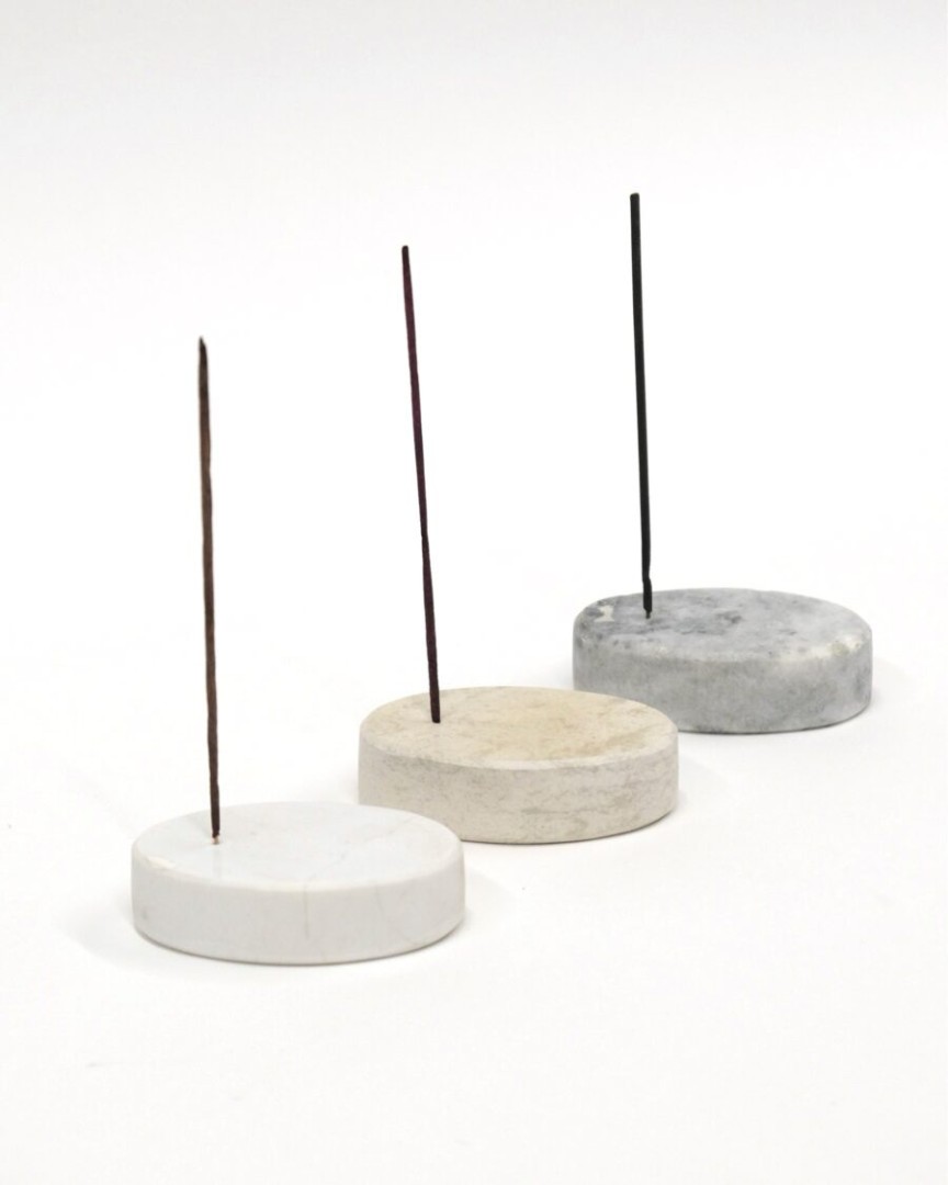 Marble Incense Holder / White / Oval / Small