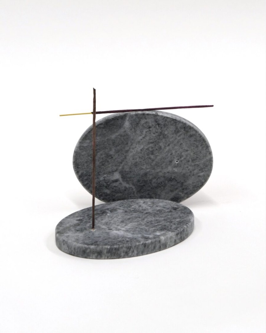 Marble Incense Holder / Grey / Oval