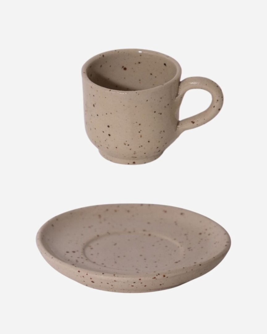 Kato Cup With Platespotted Beige Glossy