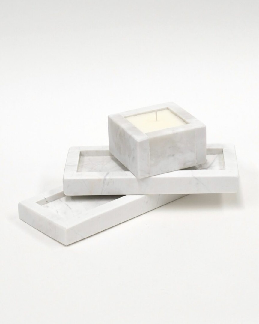 Marble Scented Candle / White / Square