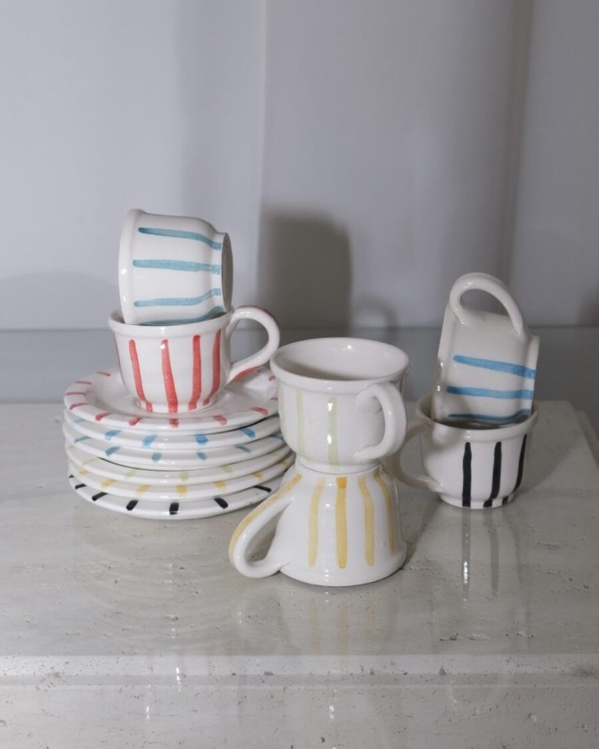 Scanno Mug With Plate / Stripes