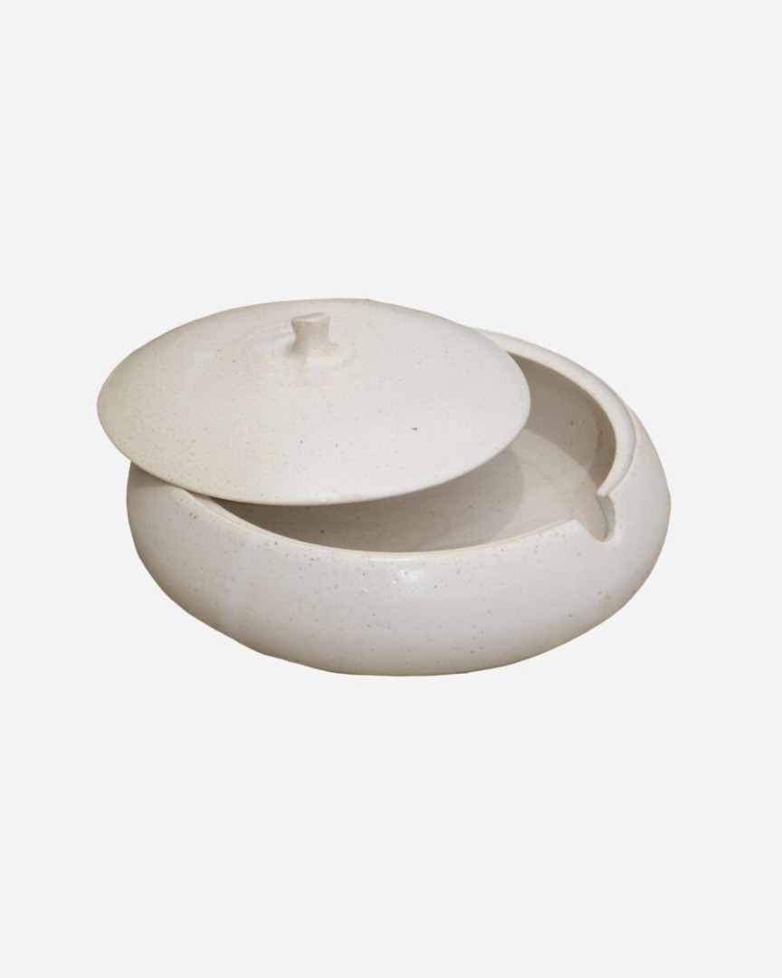 Stew Pot With Lid / Ceramic / White  / L