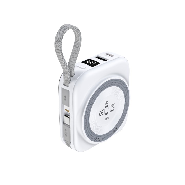 Choetech B697 10000mah Mini Power Bank With Built-in C & Lightning Cables