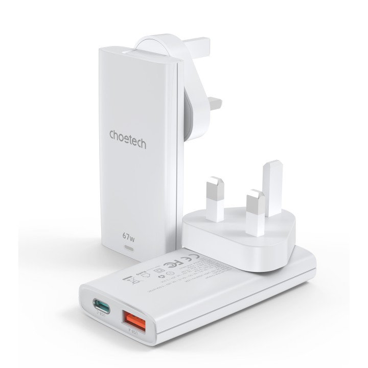 Choetech PD6011 Dual Port USB C&A GaN Thin Wall Charger 65W