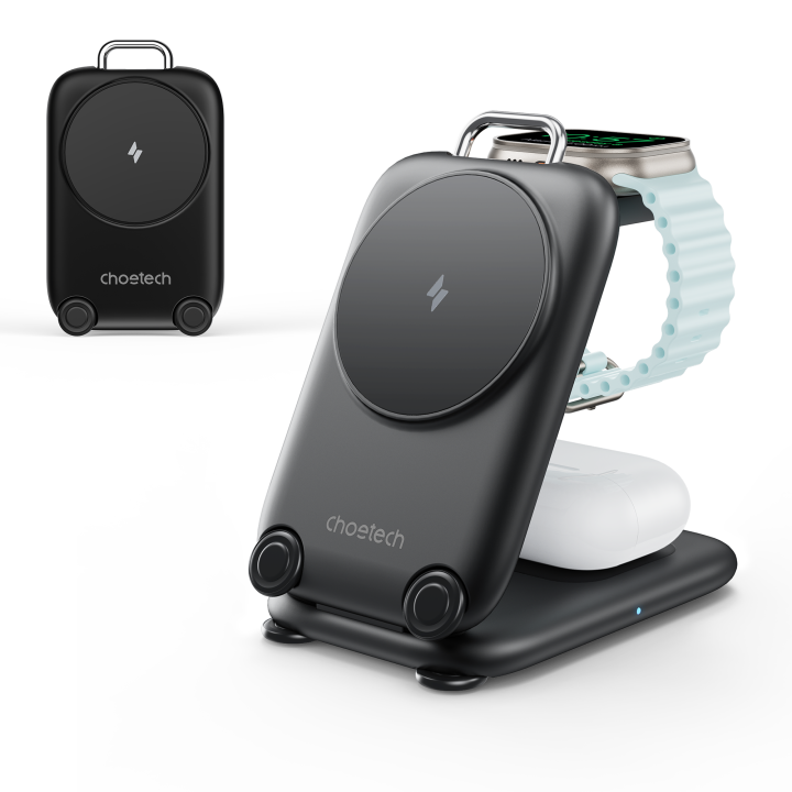 Choetech T816-F - 3-in-1 Wireless Charger Luggage Design (Black)