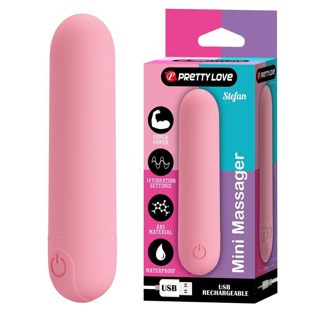 PRETTY LOVE STEFAN - 10 SPEED RECHARGEABLE BULLET PINK
