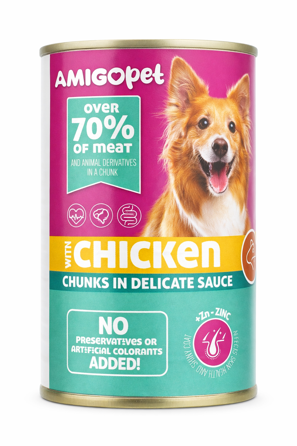 Amigo dog chicken Αmigo κονσέρβες σκύλου, κομμάτια σε σάλτσα με γεύση κοτοπουλο 400gr