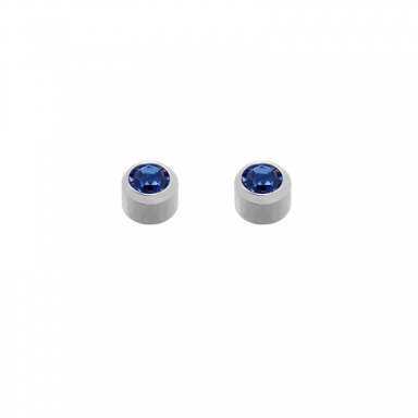 Caflon Blu Stainless Steel Ear Piercing Studs With Bezel-Set Birthstone Crystals Sept 9 Blue - The Jewelry