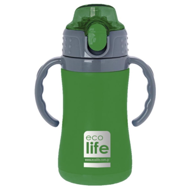 Eco Life Kids Water Bottle Thermos Handle Green Colour 300Ml