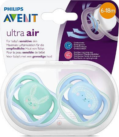 Philips Avent Ultra Air Baby Soothers 6-18M Green/Blue x2