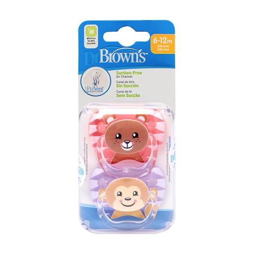Dr. Brown Girl Soothers Animal Faces (612M) 2 Pack
