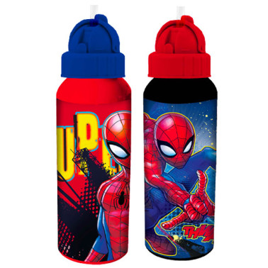 SPIDERMAN ALUMINUM BOTTLE WITH STRAW 550ML