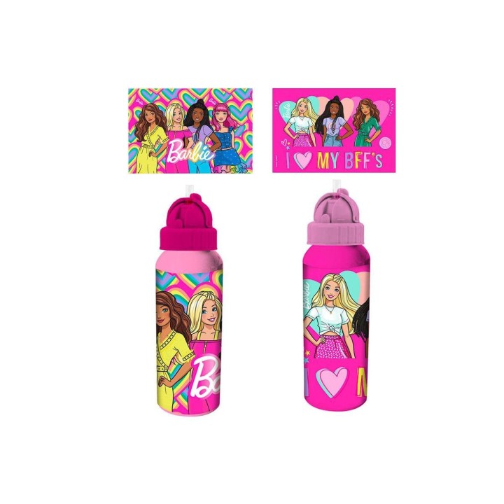 BARBIE ALUMINUM BOTTLE WITH STRAW 550ML