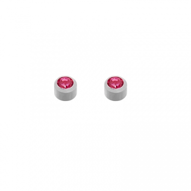 Caflon Blu Stainless Steel Ear Piercing Studs With Bezel-Set Birthstone Crystals Octomber Pink - The Jewelry