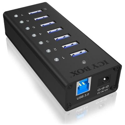 RaidSonic ICY BOX 7-Port USB 3.0 Hub Aluminum