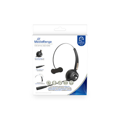 MediaRange Wireless mono headset with microphone, 180mAh battery