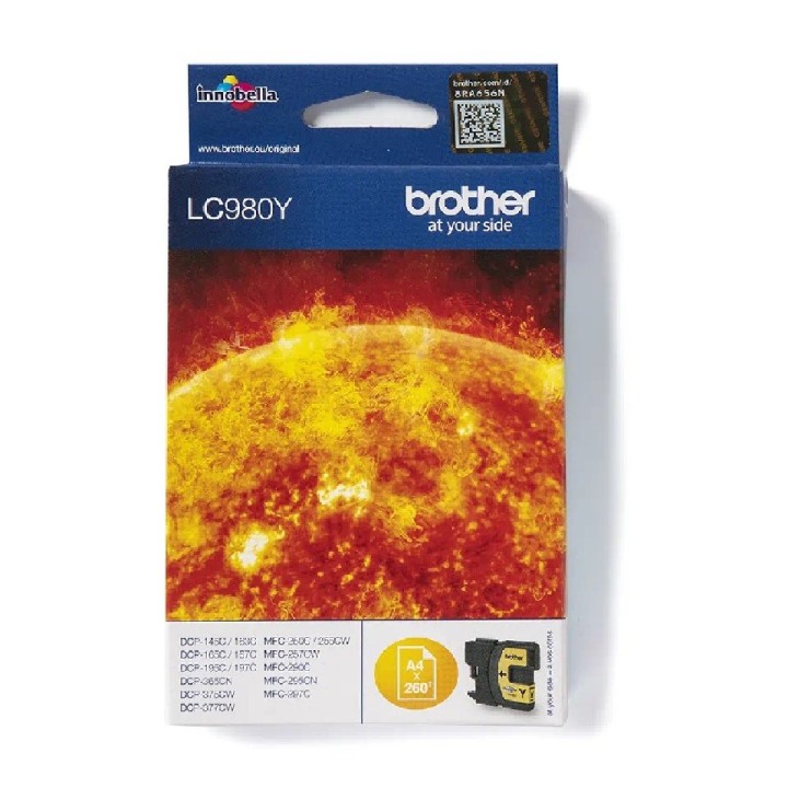 LC980Y BROTHER YELLOW INK 260P DCP145/163/165/167/195/197/365/375/377