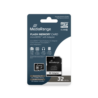 MediaRange Micro SDHC Card 32GB Class 10 with SD adaptor