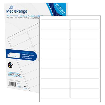 MediaRange Multi-purpose labels, permanent adhesive, 63.5x38.1mm