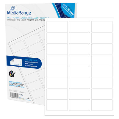 MediaRange Multi-purpose labels, permanent adhesive, 63.5x33.9mm