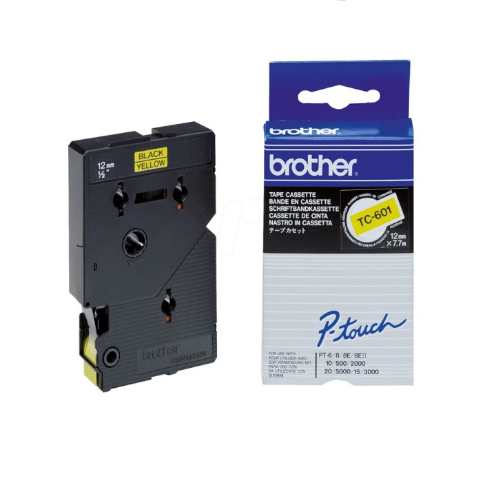 TC601 12mm BLACK ON YELLOW 7.7m BROTHER P-TOUCH TAPE