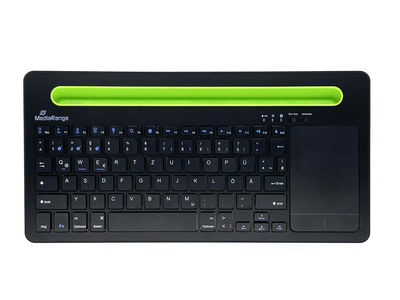MediaRange Compact-sized wireless keyboard and touchpad with Integrated holder for mobile devices