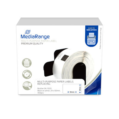MediaRange Multi-purpose paper labels, for label printers using Brother DK-11201, 29x90mm, 400 pcs