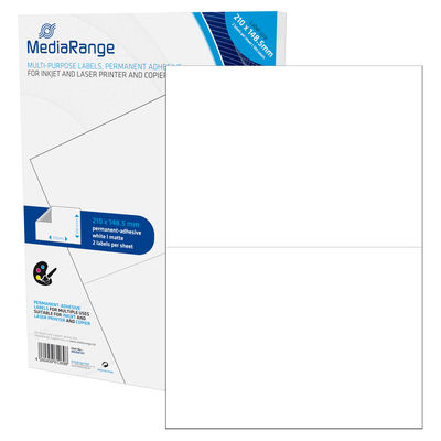 MediaRange Multi-purpose labels, permanent adhesive, 210x148.5mm