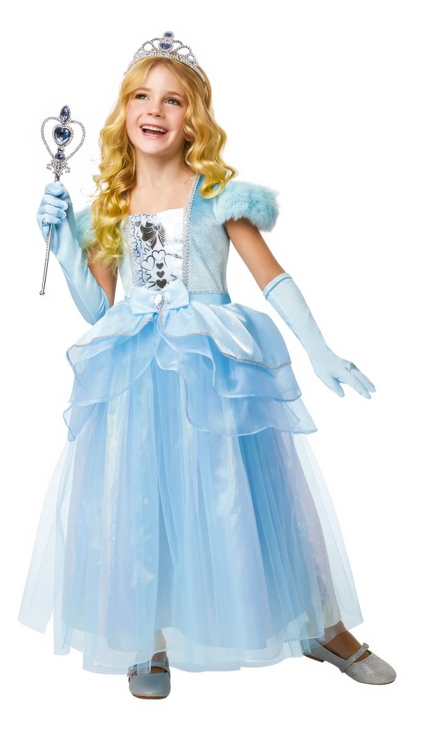 Blue Princess Dress With Gloves And Tiara Size: M