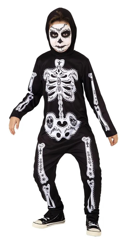 Skeleton Day Of Dead Costume - Size Medium