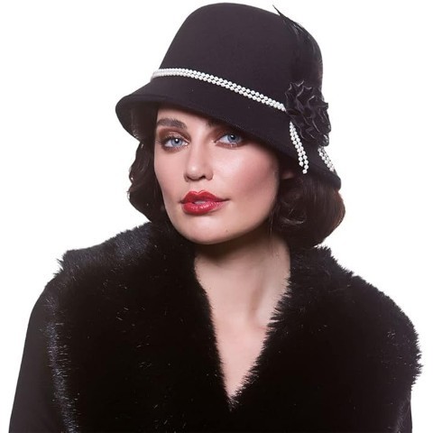 Cloche Hat with Pearls for Adults