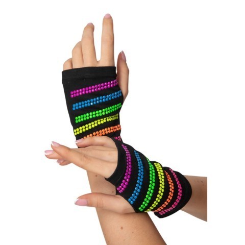 80s Beaded Gloves - Neon