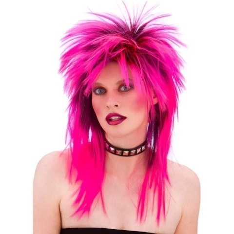Retro Hot Pink Rocker Wig