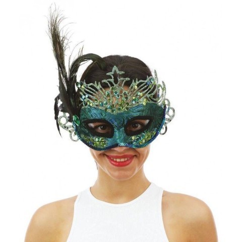 Sequined Mask and Peacock Feathers